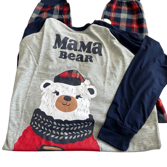 Mama Bear Pajama Set with Plaid Pants Christmas Size XL - Picture 6 of 6